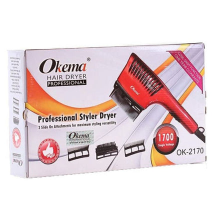 OKMA Hair Styler OK-2170:
Two temperature settings, temperature up to 1700°C, includes 3 multi-attachment pieces