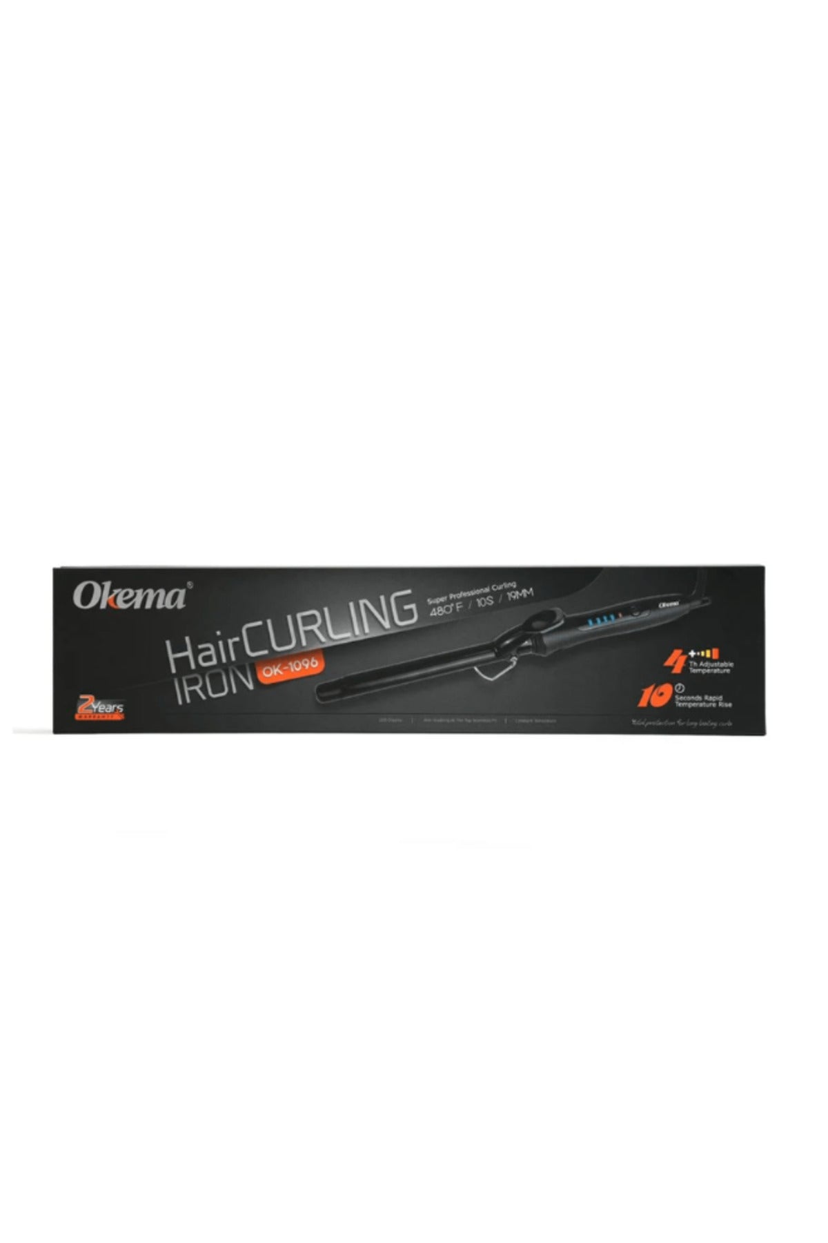Okema 1096-OK Curling Iron, 19mm barrel, control buttons with LCD display