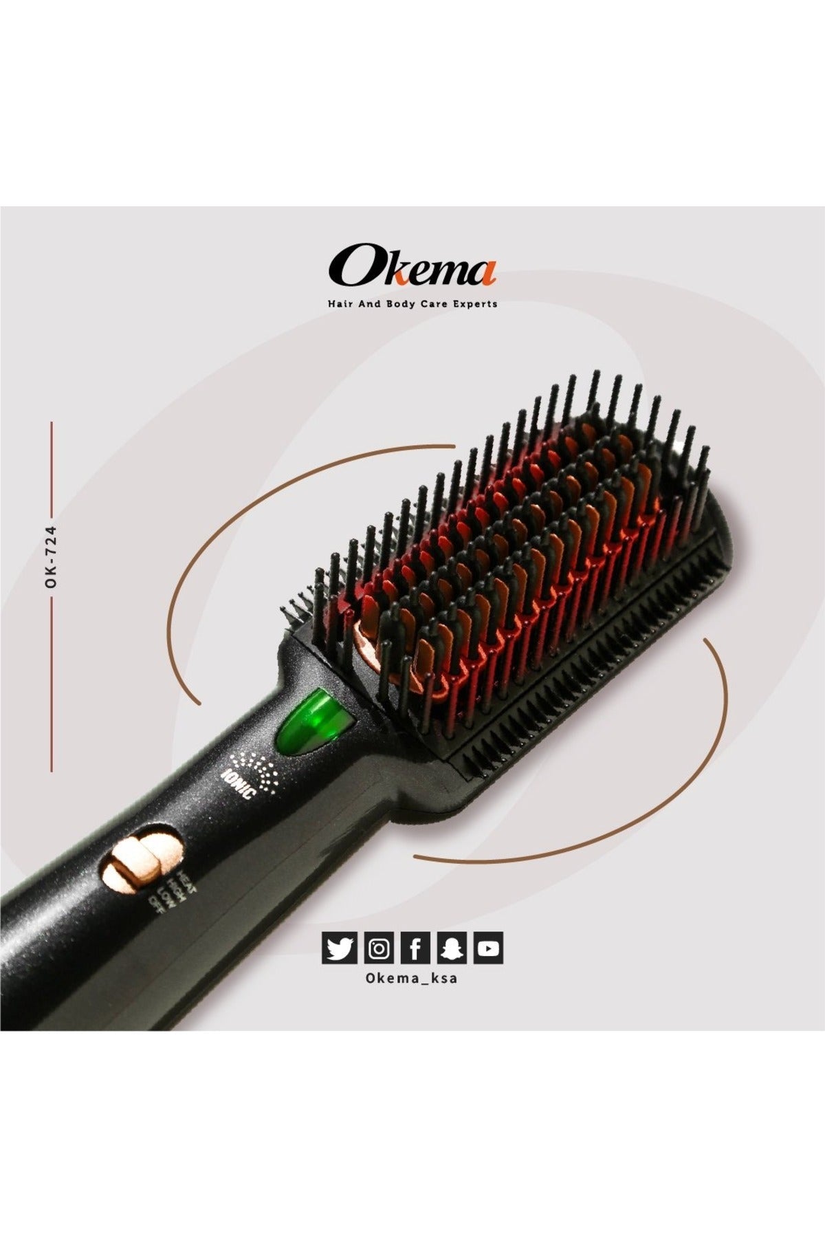 Okema 724-OK 3-in-1 Thermal Brush, Far Infrared Heat Hair Dryer