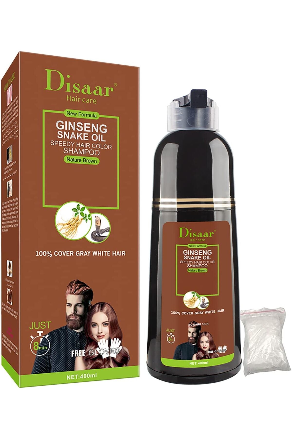 Disar Shampoo Brown Color 400ml Strength 4D DISAAR GINSENSENG SNAKE OIL