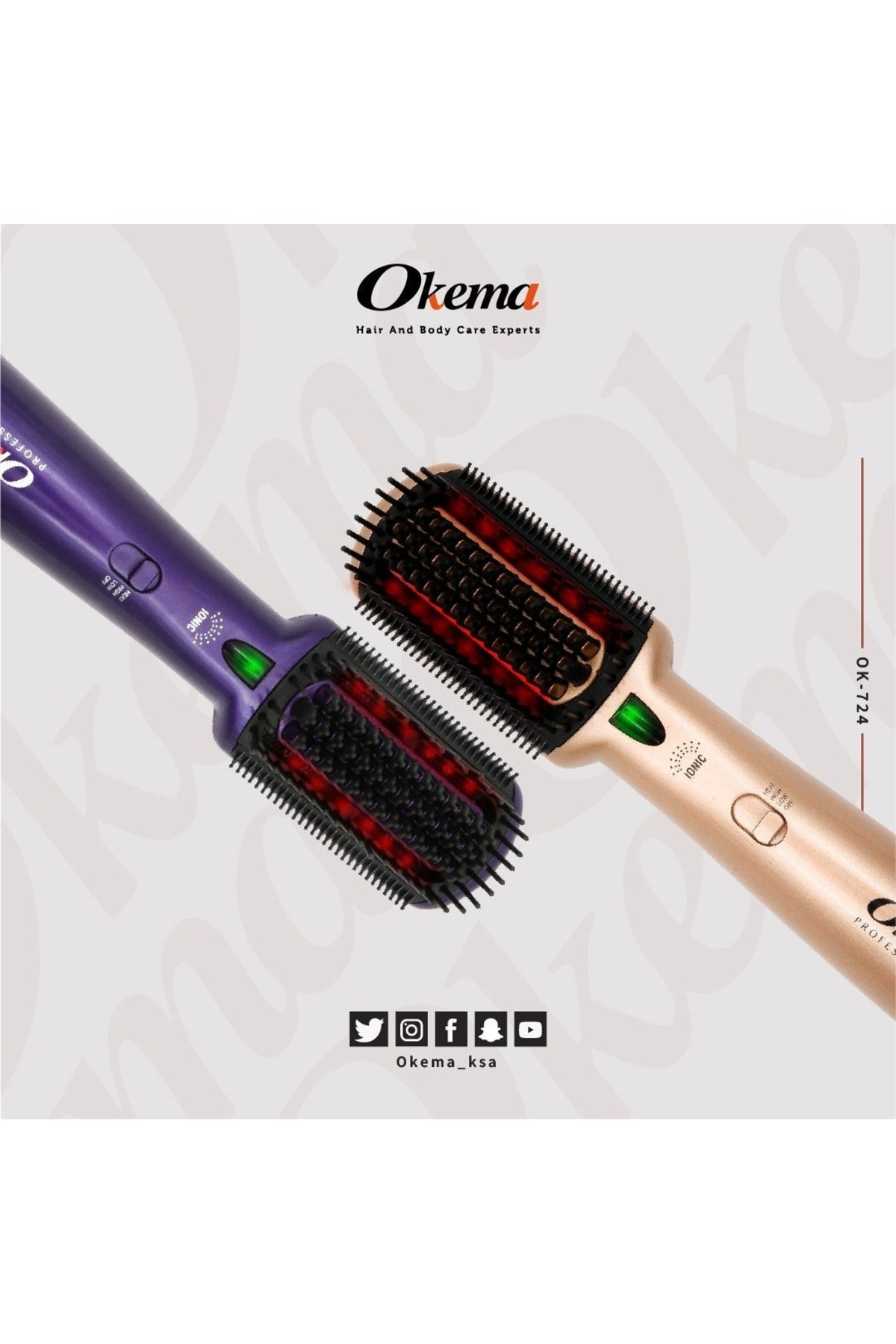 Okema 724-OK 3-in-1 Thermal Brush, Far Infrared Heat Hair Dryer
