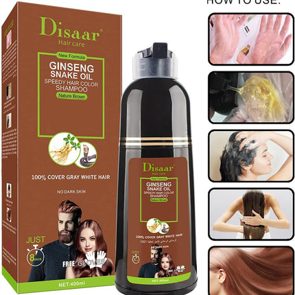 Disar Shampoo Brown Color 400ml Strength 4D DISAAR GINSENSENG SNAKE OIL