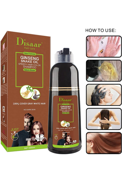 Disar Shampoo Brown Color 400ml Strength 4D DISAAR GINSENSENG SNAKE OIL