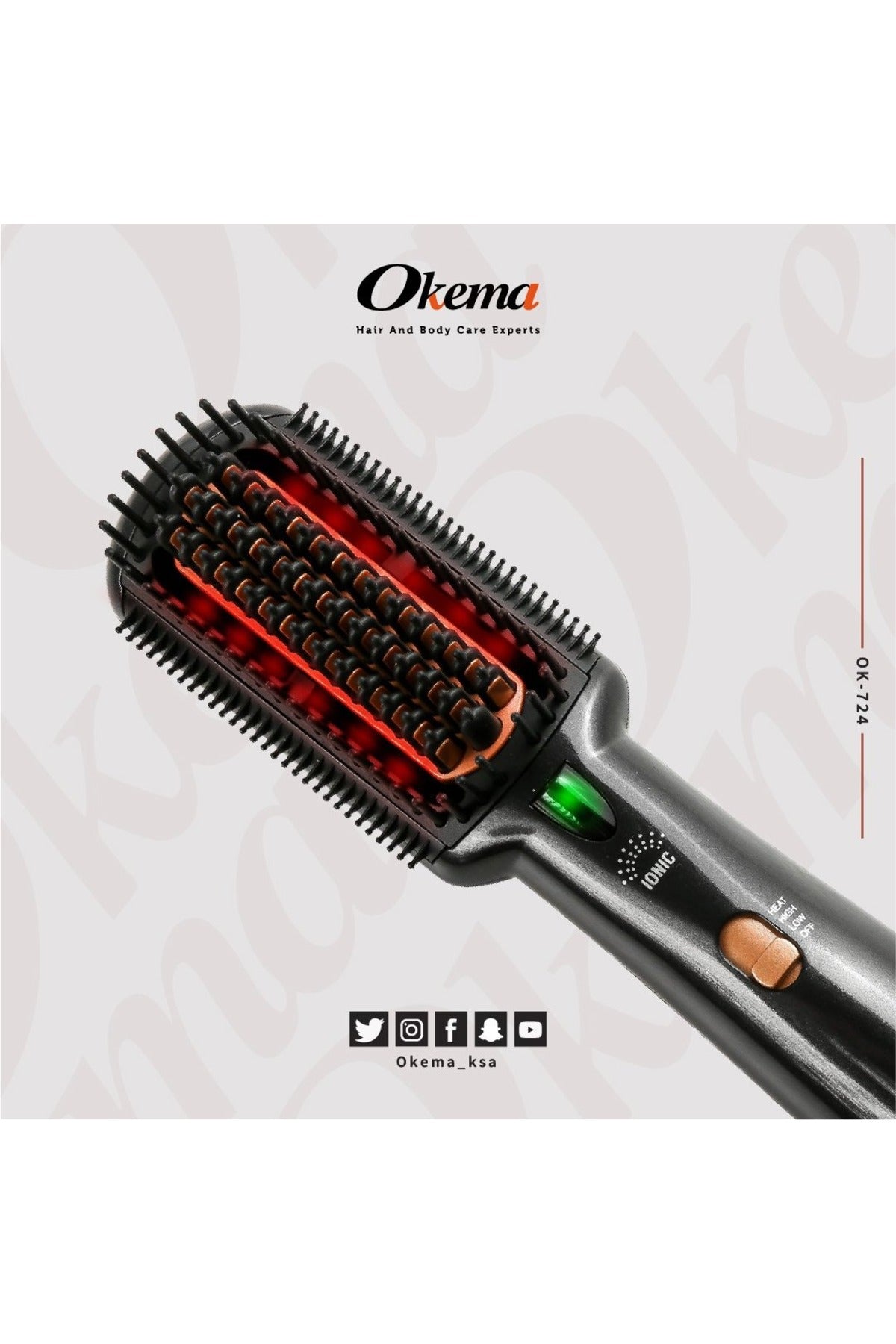 Okema 724-OK 3-in-1 Thermal Brush, Far Infrared Heat Hair Dryer