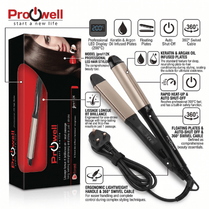 Prowell Professional LED Hair Straightener - jpro112K