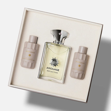 عطر أمواج ريفليكشن للرجال مركز 100 مل، مجموعة جل استحمام 4×25 مل (ريفليكشن، هونور، جولد، انترلود)