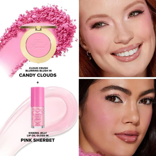 Too Faced | Dream a Little Dream Blush & Lip Gloss Set Cloud Crush Powder Blush & Kissing Jelly Lip Oil